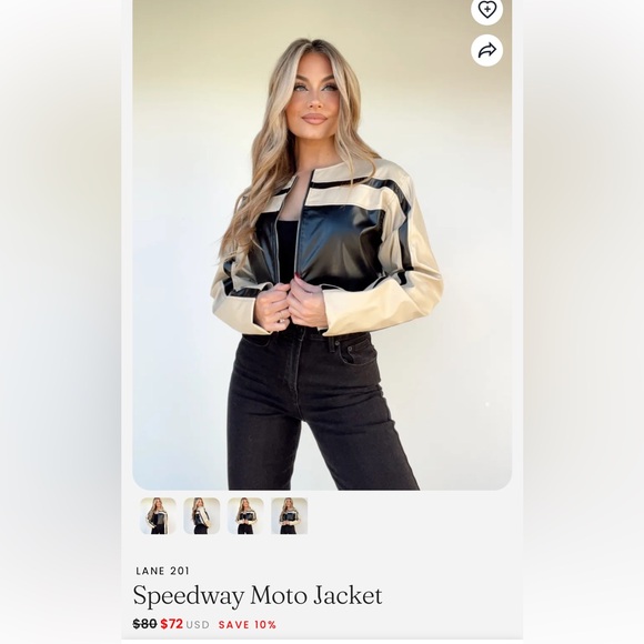 Cloud Ten Women’s Size M Cropped Racer Jacket Black Tan Faux Leather Moto Baddie - Picture 14 of 16